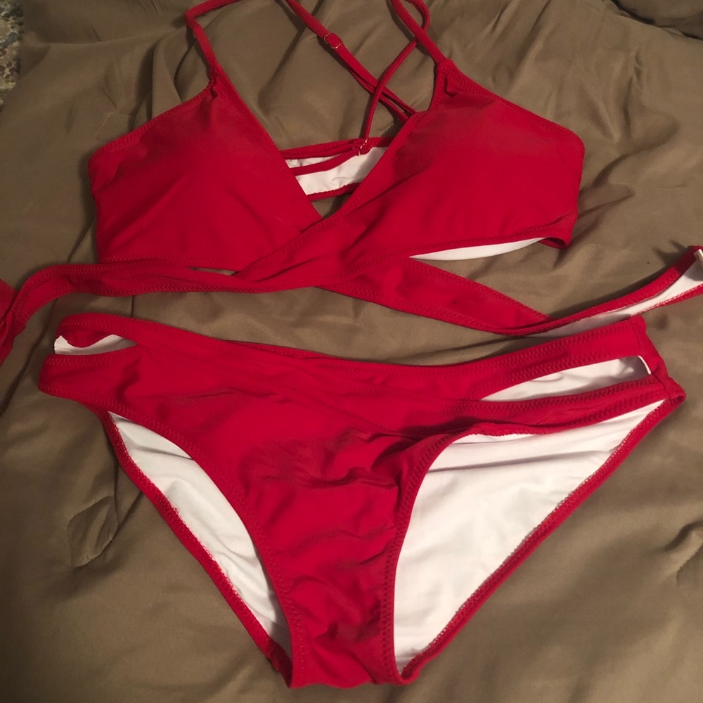 Red swim suit